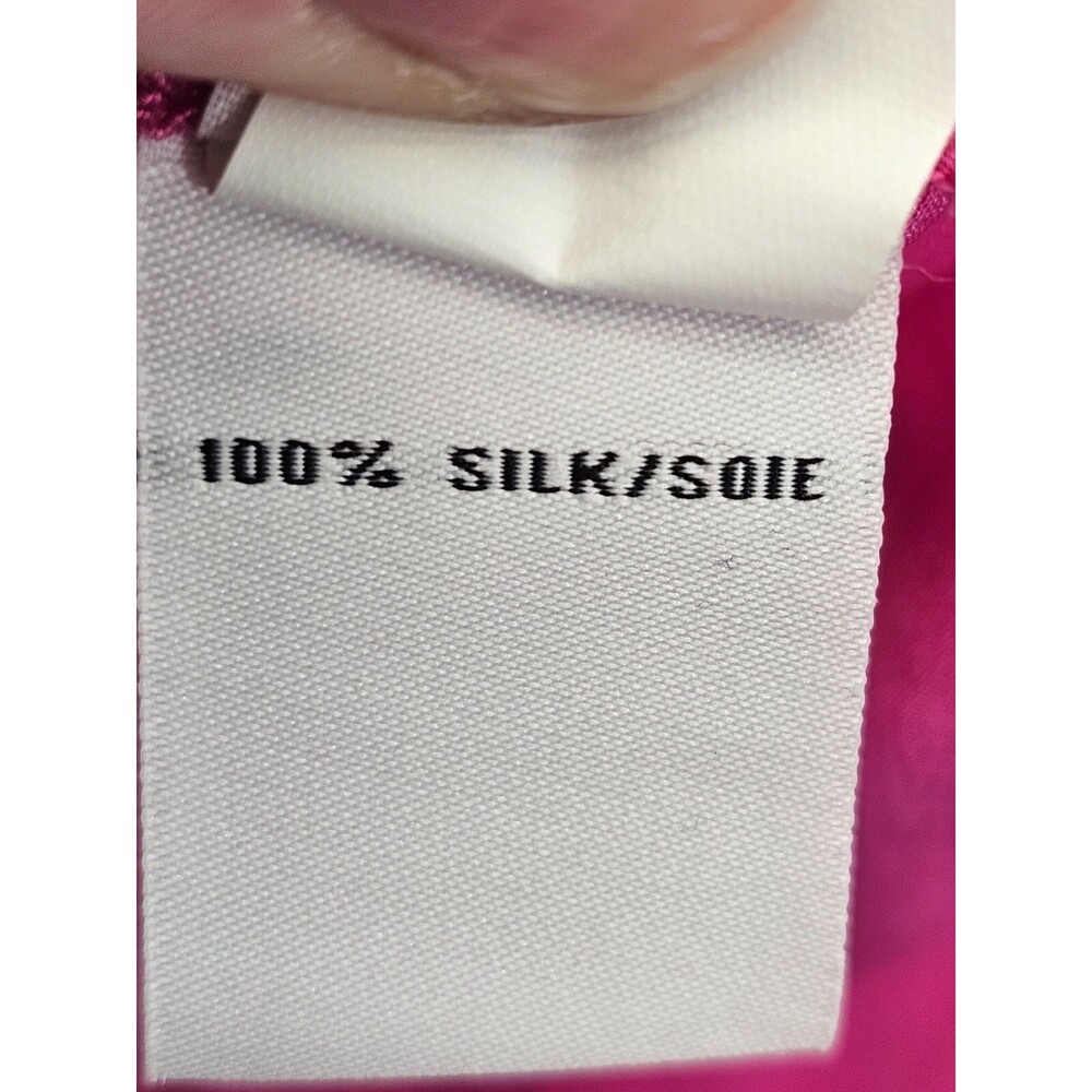 DIANE VON FURSTENBERG Women's 12 Esti Silk Pink Roll Tab Sleeve Blouse Shirt EUC - Picture 7 of 7